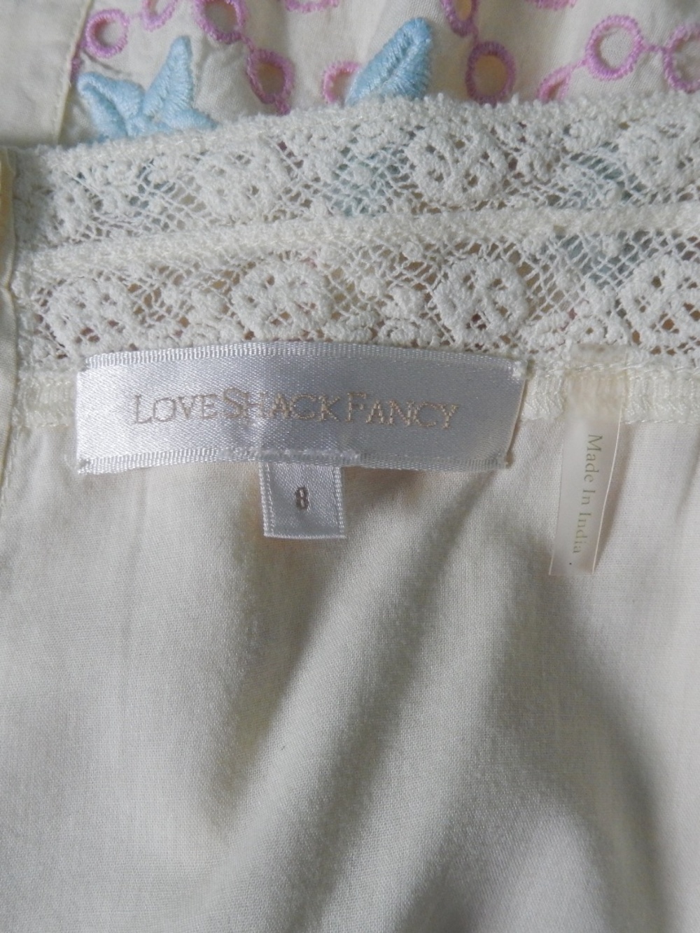 LoveShackFancy Freja Embroidered Yellow Lilac Romantic Victorian Cotton Dress 8 - Picture 5 of 8